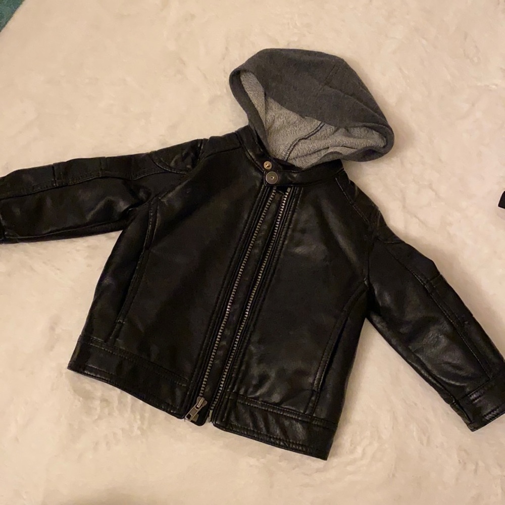 Leather baby jacket